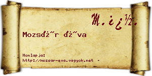 Mozsár Éva névjegykártya